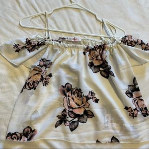 Off the Shoulder Top Floral Crop